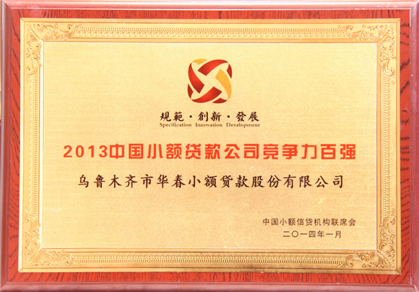 2013中國(guó)小額貸款公司競(jìng)爭(zhēng)力百?gòu)?qiáng)